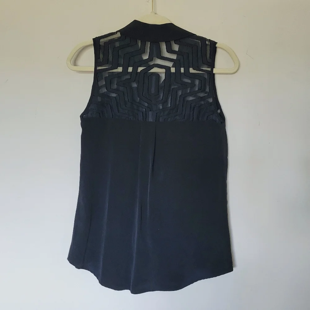 Milly Mesh Silk Button Down Tank - Picture 4 of 6